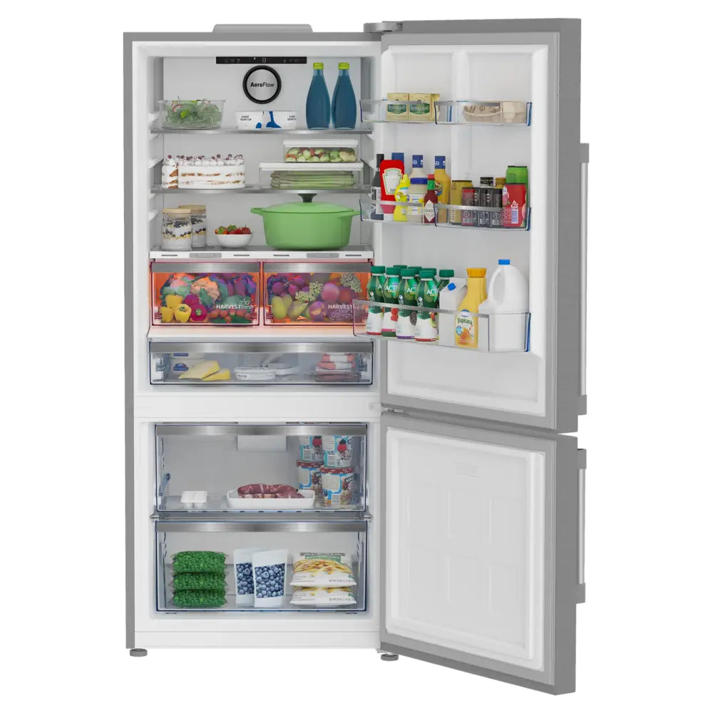 Beko 30" Counter-Depth Smart Bottom Freezer Refrigerator with 16.11 cu. ft. Capacity, Energy Star, in Stainless Steel