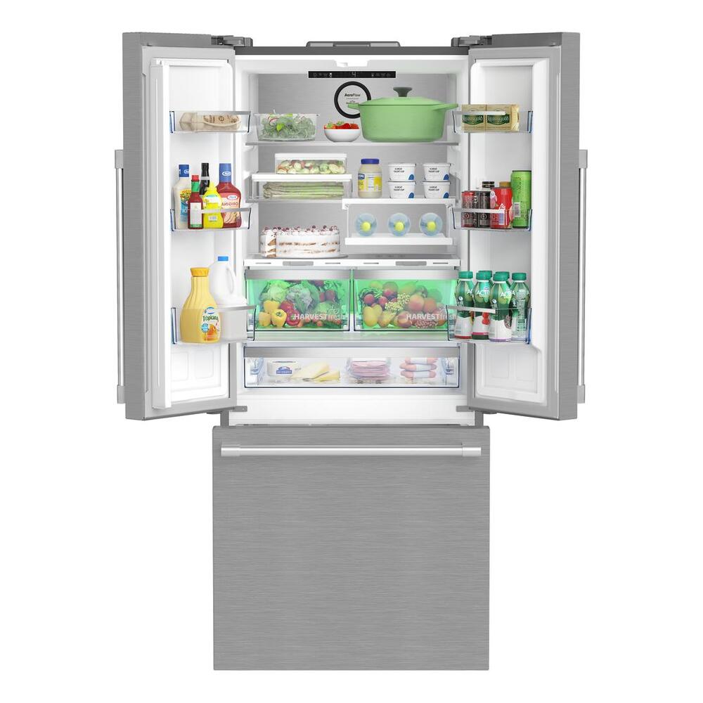 Beko 30" Counter-Depth French Door Refrigerator with 16.09 cu. ft. Capacity, HarvestFresh, AeroFlow, FreshGuard in Fingerprint-Free Stainless Steel