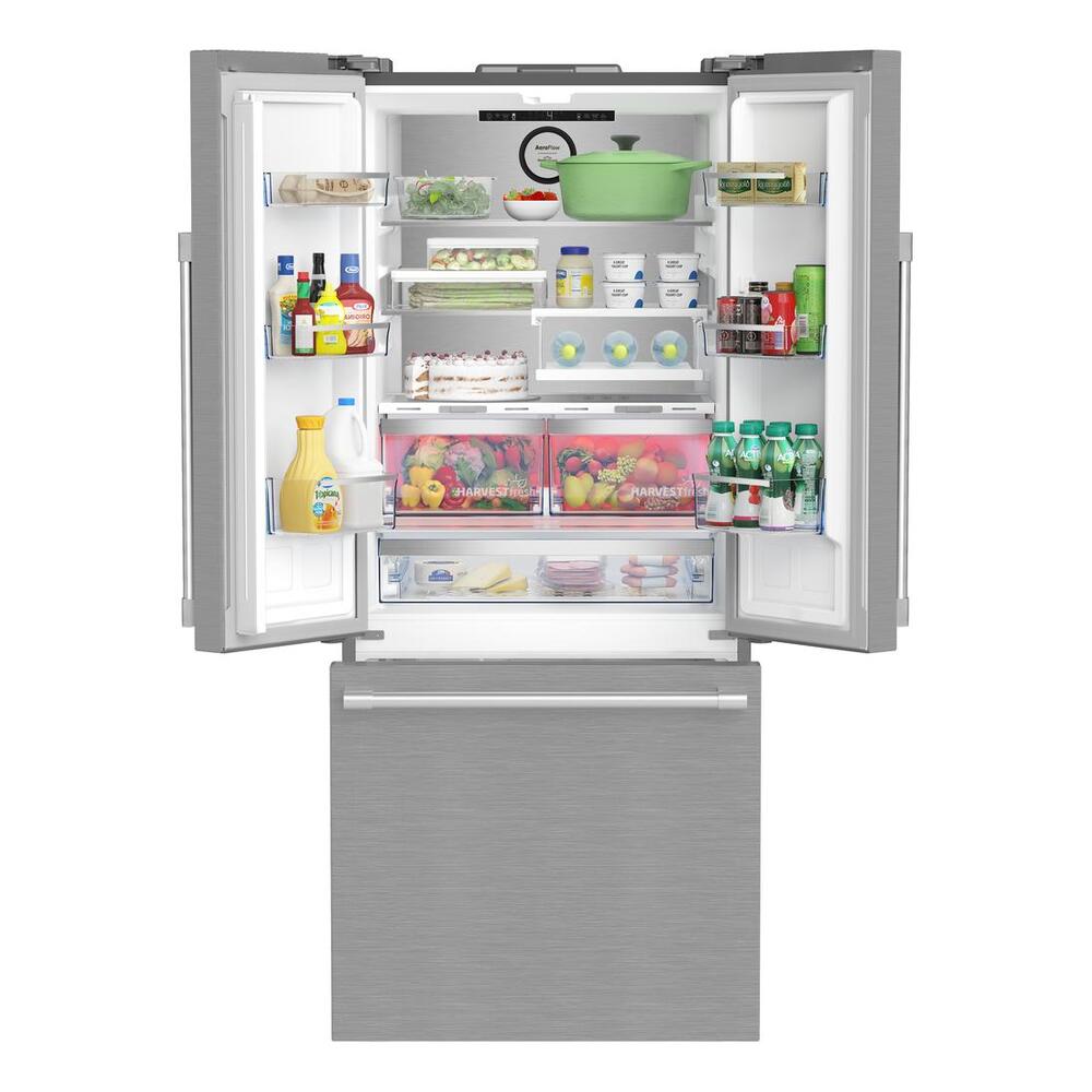 Beko 30" Counter-Depth French Door Refrigerator with 16.09 cu. ft. Capacity, HarvestFresh, AeroFlow, FreshGuard in Fingerprint-Free Stainless Steel