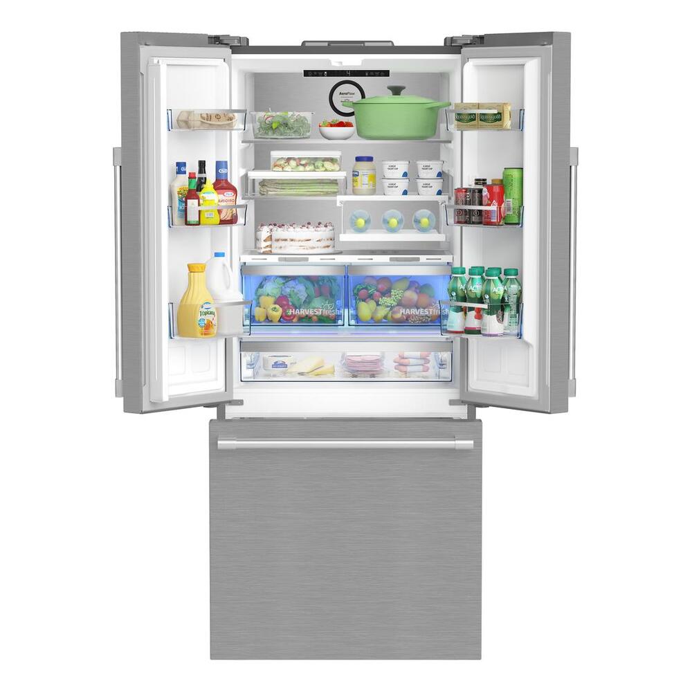 Beko 30" Counter-Depth French Door Refrigerator with 16.09 cu. ft. Capacity, HarvestFresh, AeroFlow, FreshGuard in Fingerprint-Free Stainless Steel
