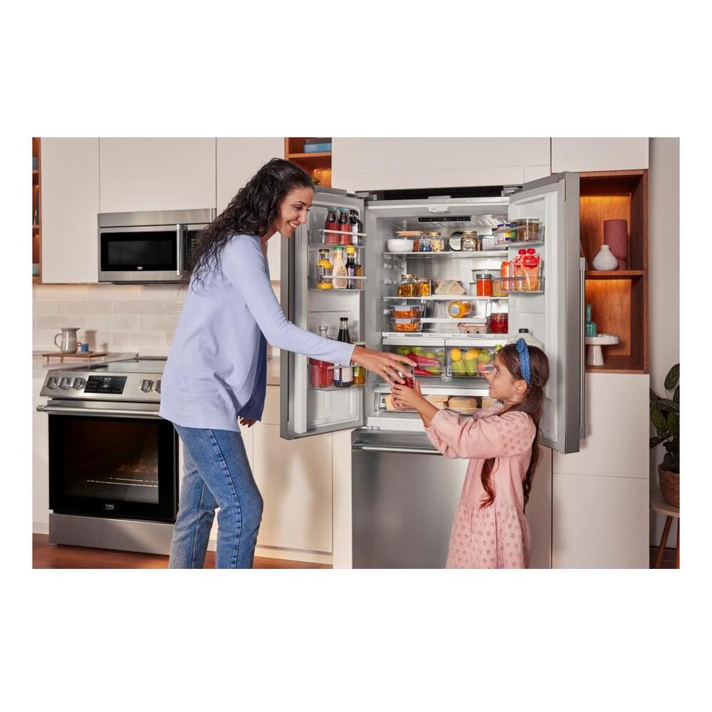 Beko 30" Counter-Depth French Door Refrigerator with 16.09 cu. ft. Capacity, HarvestFresh, AeroFlow, FreshGuard in Fingerprint-Free Stainless Steel