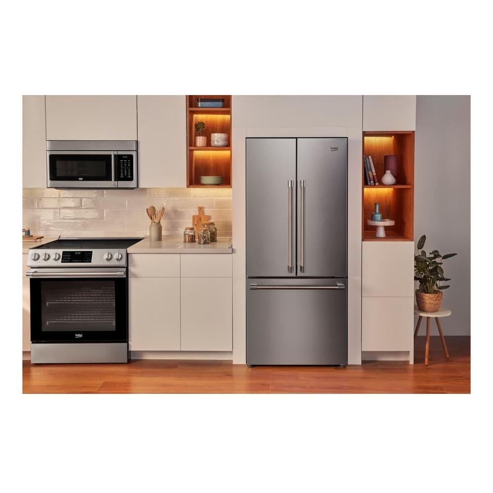 Beko 30" Counter-Depth French Door Refrigerator with 16.09 cu. ft. Capacity, HarvestFresh, AeroFlow, FreshGuard in Fingerprint-Free Stainless Steel
