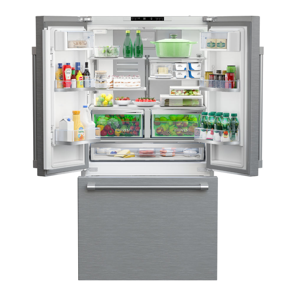 Beko 36" Counter-Depth French Door Refrigerator with 20.5 cu. ft. Capacity, HarvestFresh, IonGuard, Automatic Ice Maker, in Stainless Steel