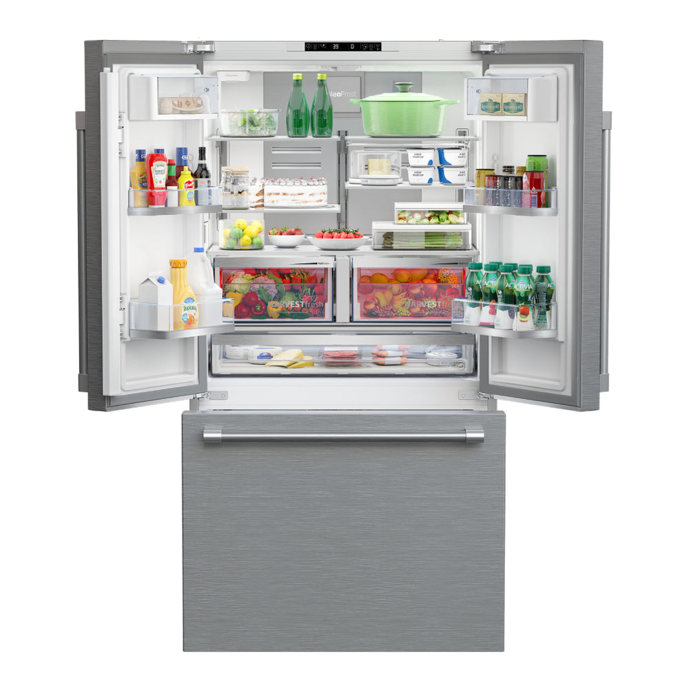 Beko 36" Counter-Depth French Door Refrigerator with 20.5 cu. ft. Capacity, HarvestFresh, IonGuard, Automatic Ice Maker, in Stainless Steel