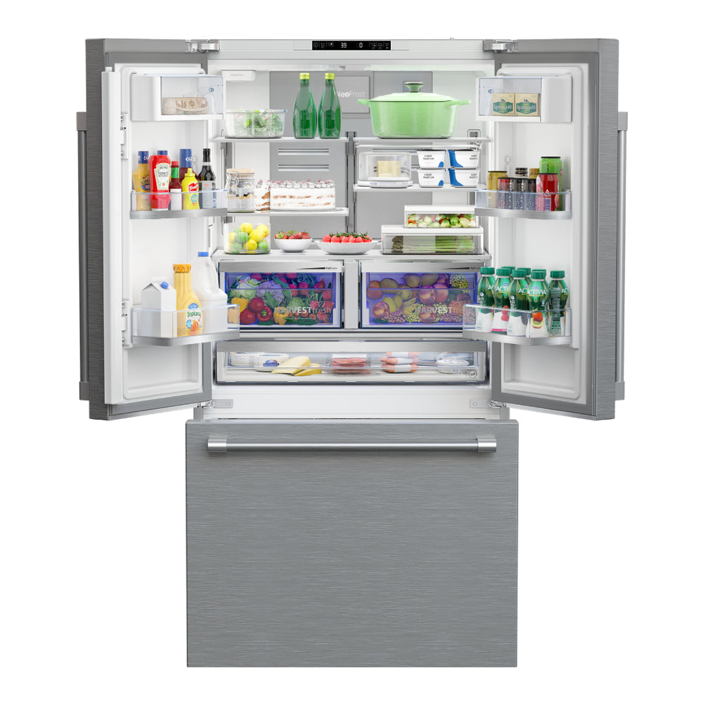 Beko 36" Counter-Depth French Door Refrigerator with 20.5 cu. ft. Capacity, HarvestFresh, IonGuard, Automatic Ice Maker, in Stainless Steel