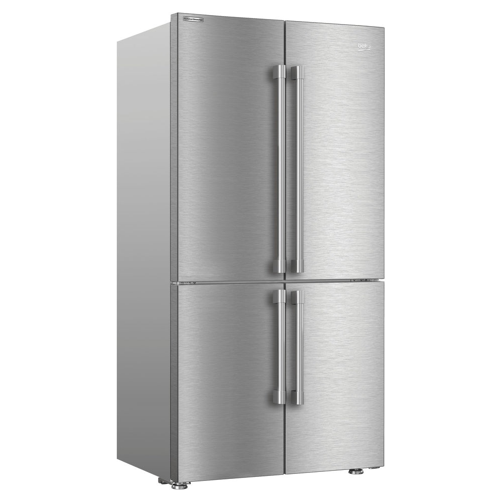 Beko 36" Counter Depth 4 Door French Door Refrigerator with 20.85 cu. ft. Capacity, Internal Water Dispenser, Ice Maker, Energy Star, in Stainless Steel