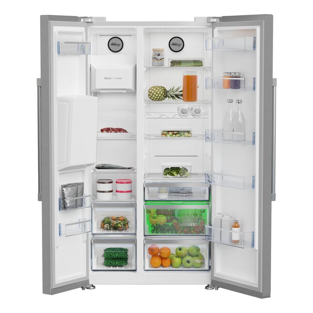 Beko 36" Counter-Depth Side-by-Side Refrigerator with 20.15 cu. ft. Capacity, HarvestFresh, ENERGY STAR Rated in Fingerprint-Free Stainless Steel