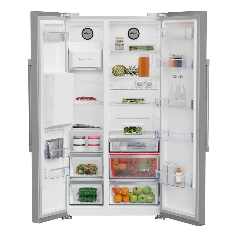 Beko 36" Counter-Depth Side-by-Side Refrigerator with 20.15 cu. ft. Capacity, HarvestFresh, ENERGY STAR Rated in Fingerprint-Free Stainless Steel