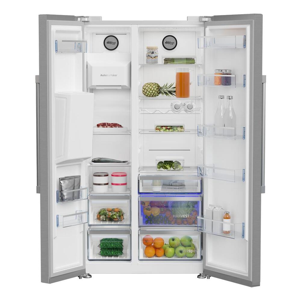 Beko 36" Counter-Depth Side-by-Side Refrigerator with 20.15 cu. ft. Capacity, HarvestFresh, ENERGY STAR Rated in Fingerprint-Free Stainless Steel