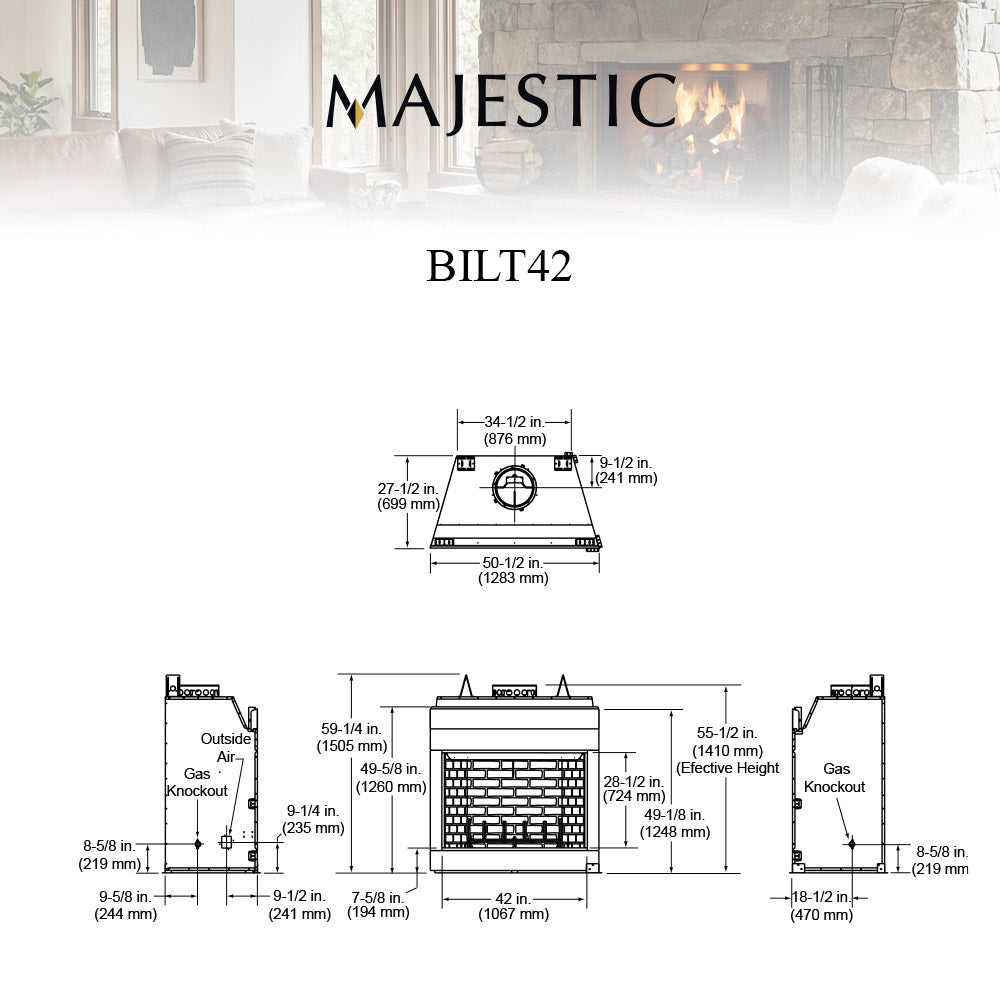 Majestic 42" Biltmore Radiant Wood Burning Fireplace