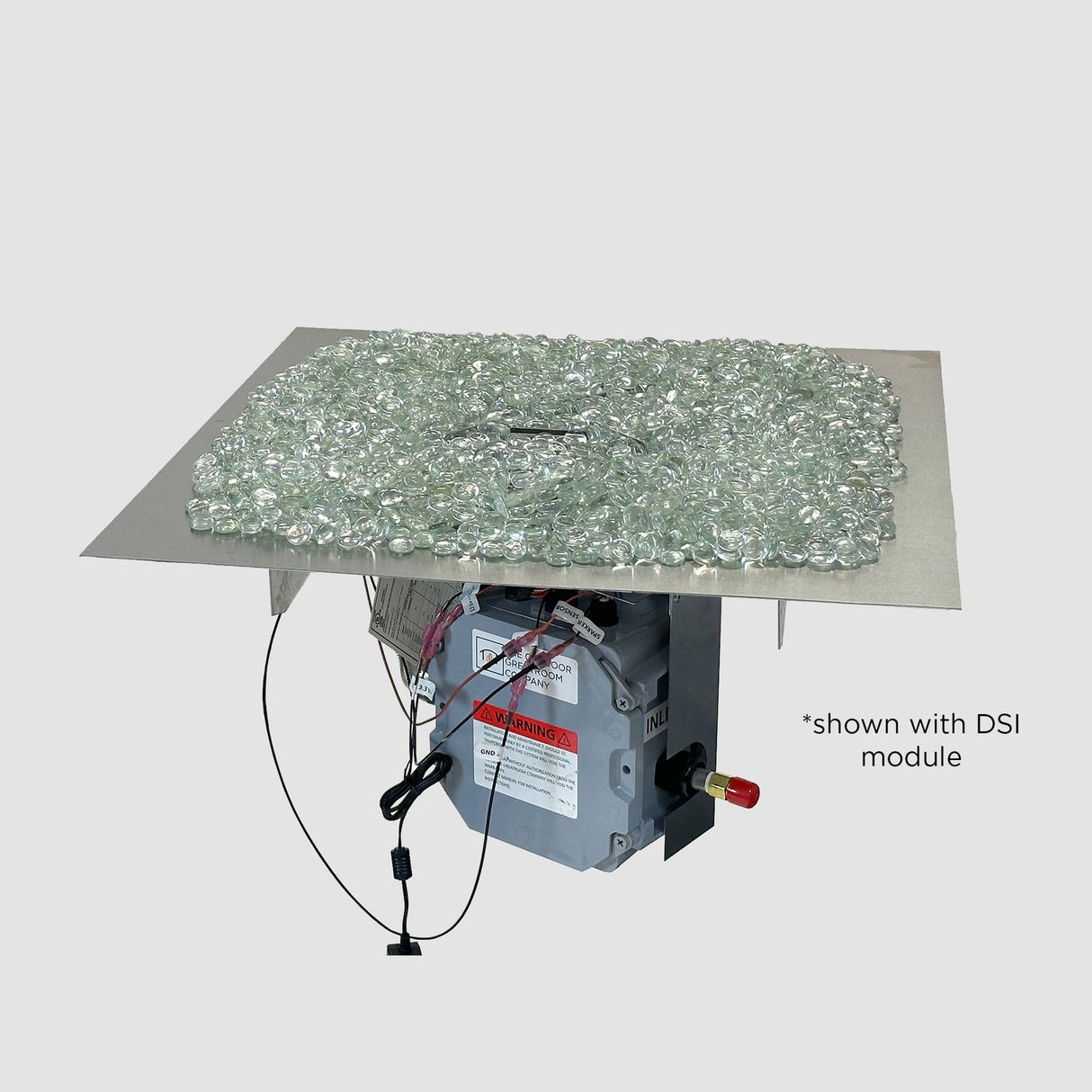 The Outdoor Greatroom Crystal Fire Plus Square Gas Burner Insert and Plate Kit - BP24S-A