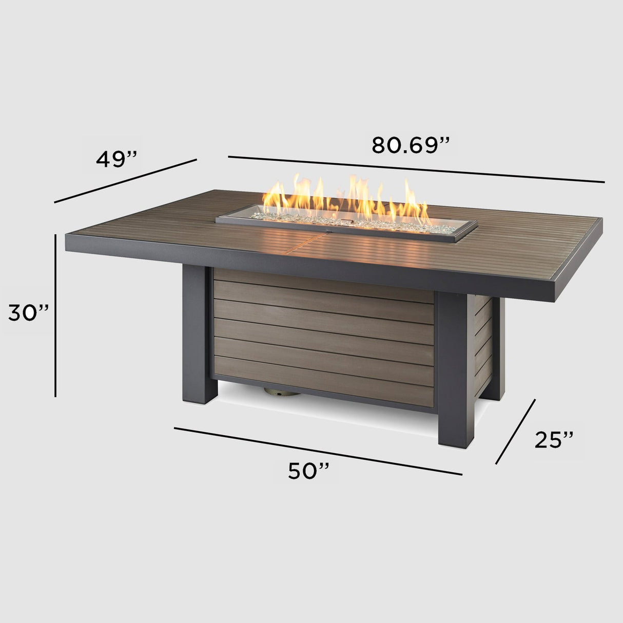 The Outdoor Greatroom Kenwood and Brooks Linear Dining Height Gas Fire Pit Table - KW-1242-K