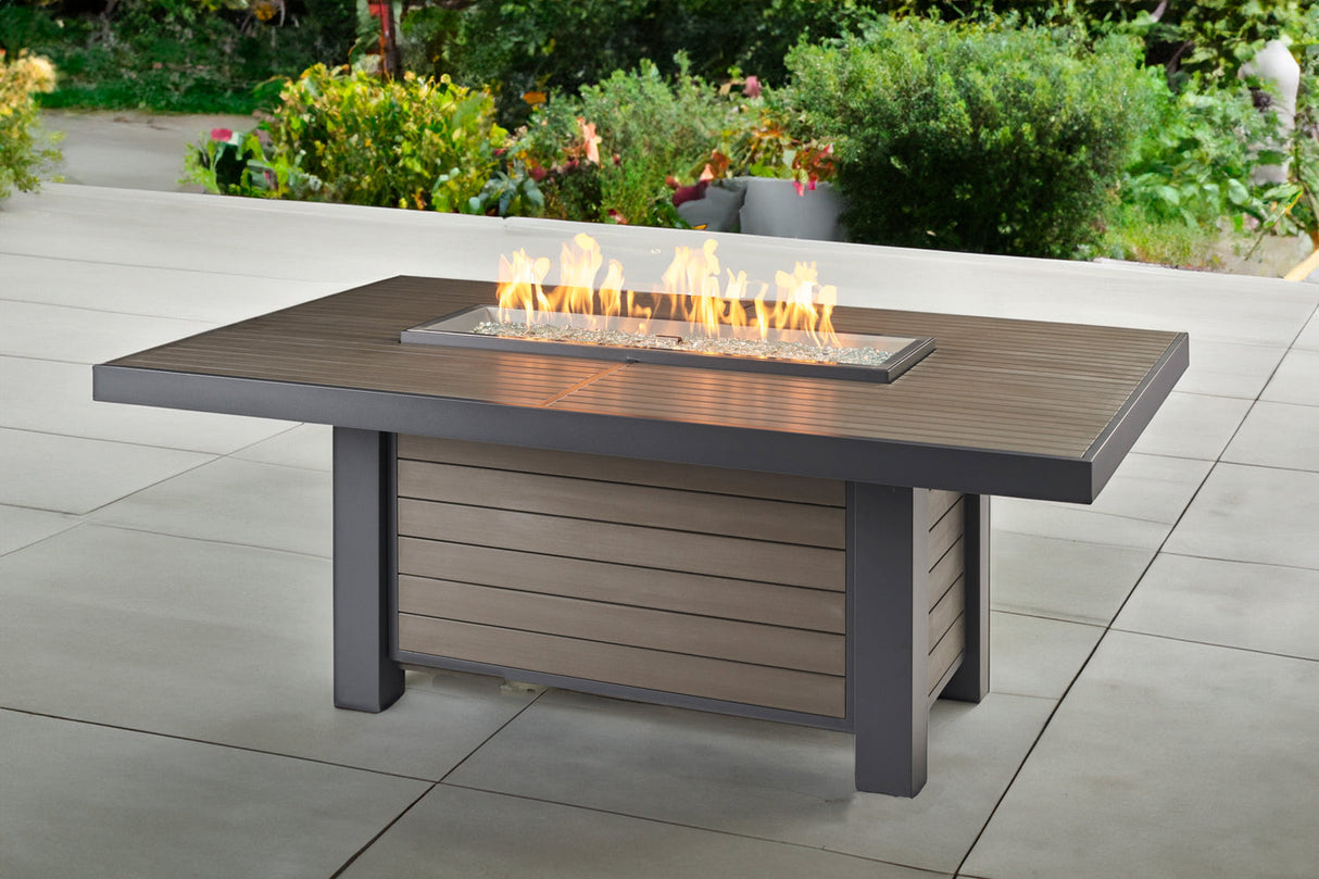 The Outdoor Greatroom Kenwood and Brooks Linear Dining Height Gas Fire Pit Table - KW-1242-K
