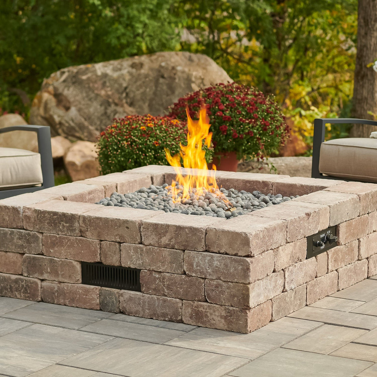 The Outdoor Greatroom Bronson Block Square Gas Fire Pit Kit - BRON5151-K