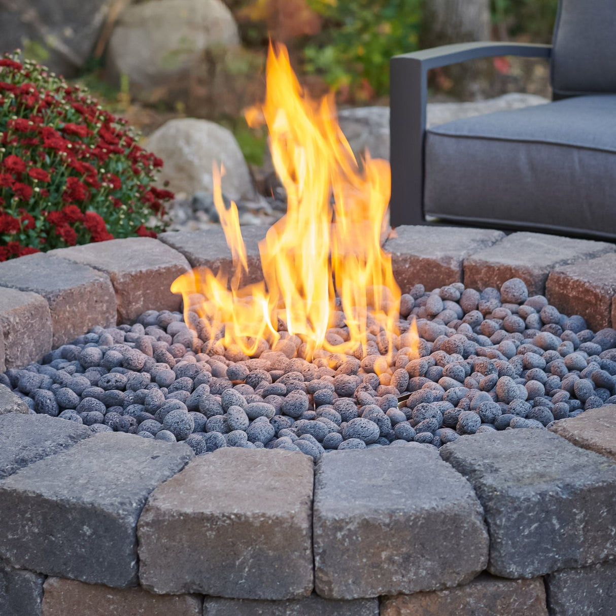 The Outdoor Greatroom Bronson Block Round Gas Fire Pit Kit - BRON52-K