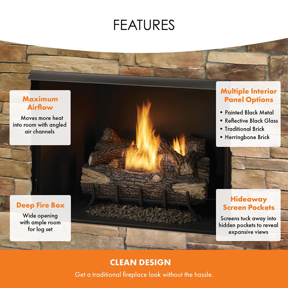 Monessen 42" Exacta Vent-Free Circulating Clean Face Firebox