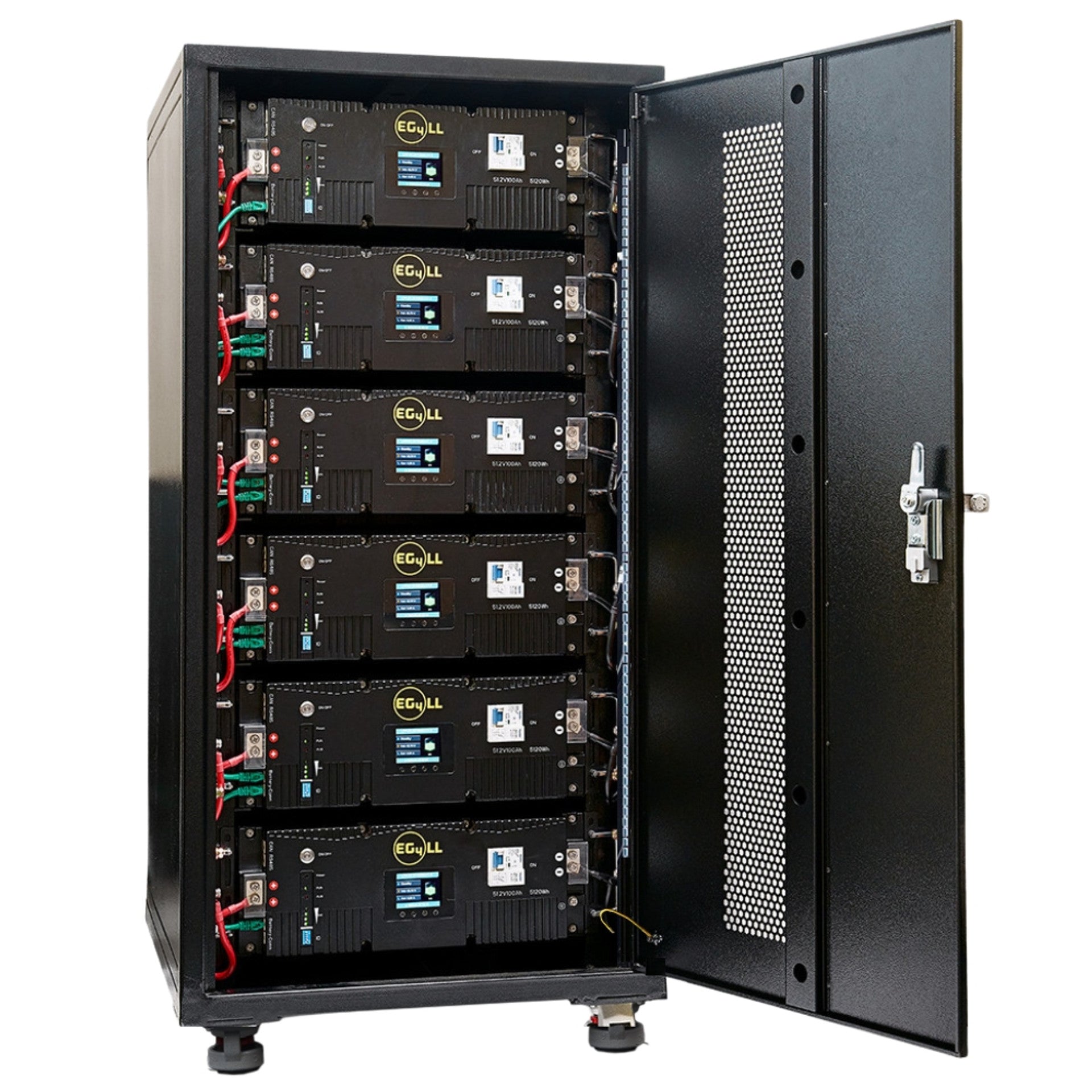 EG4 Enclosed Battery Rack | 6 Slot | Wheels Included | Bus Bar Covers | Welded (Grey)