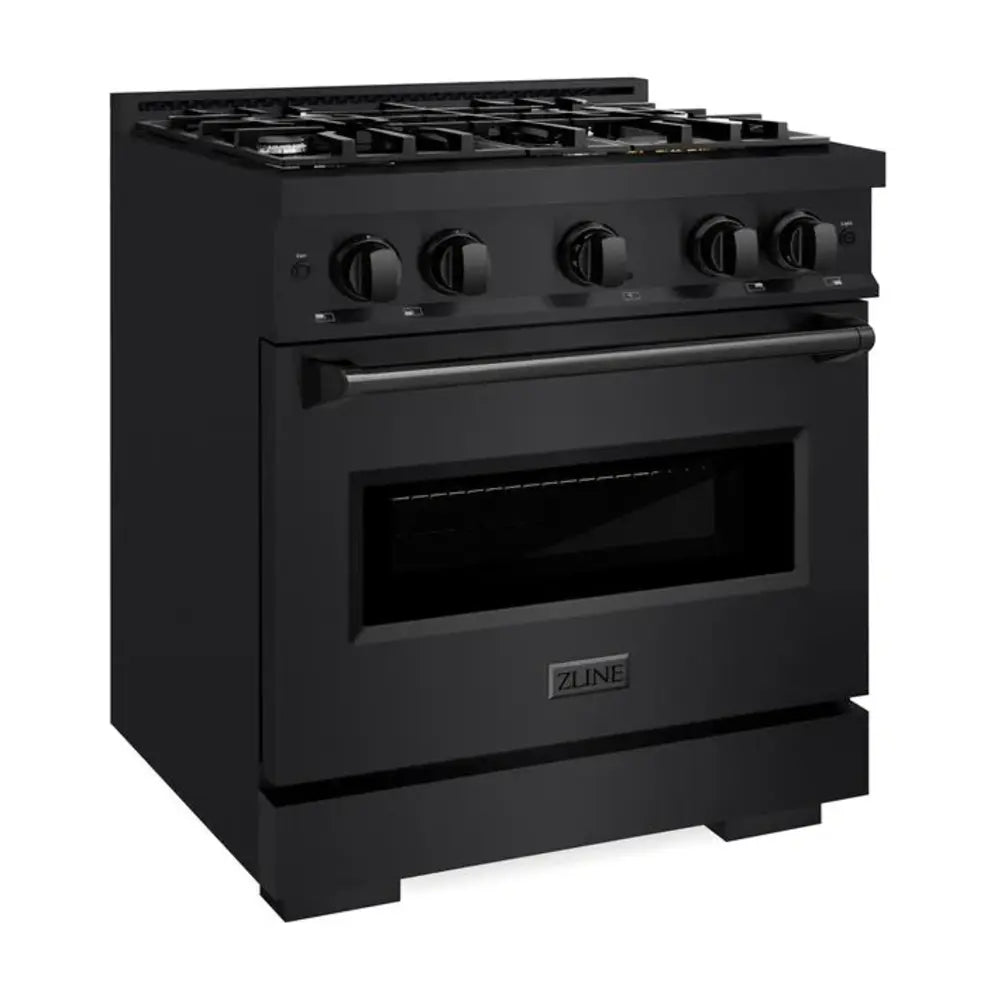ZLINE 30" Classic Series Dual Fuel Range with 4 Burners, 4.2 cu. ft. Oven Capacity, Convection Cooking and Auto-Reignition in Black Stainless Steel