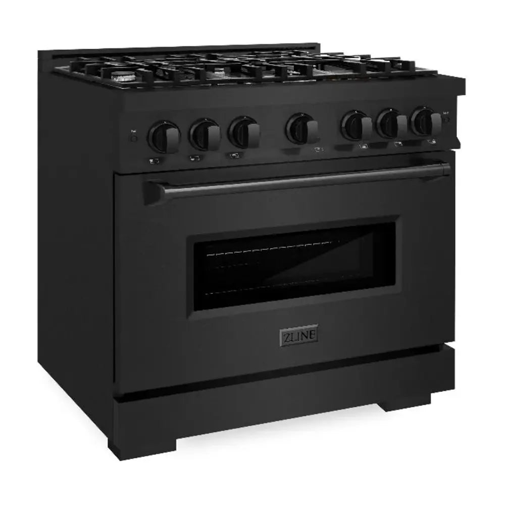 ZLINE 36" Classic Series Dual Fuel Range with 6 Burners, 5.2 cu. ft. Oven Capacity, Convection Cooking and Auto-Reignition in Black Stainless Steel