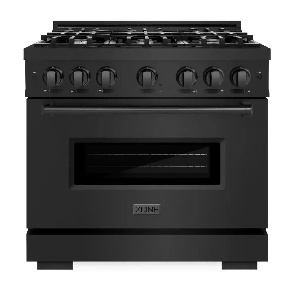 ZLINE 36" Classic Series Dual Fuel Range with 6 Burners, 5.2 cu. ft. Oven Capacity, Convection Cooking and Auto-Reignition in Black Stainless Steel