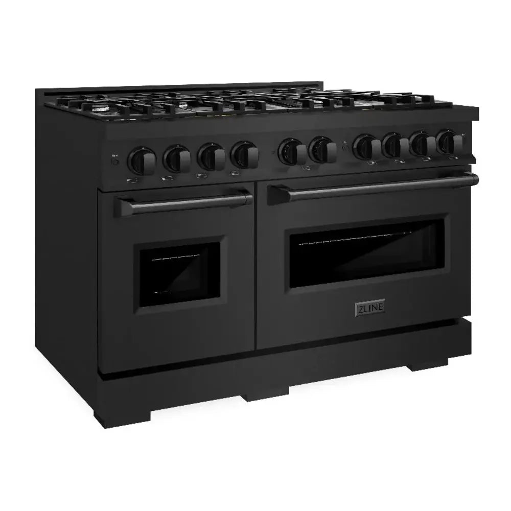 ZLINE 48" Classic Series Dual Fuel Range with 8 Burners, 6.7 cu. ft. Total Oven Capacity, Convection Cooking and Auto-Reignition in Black Stainless Steel