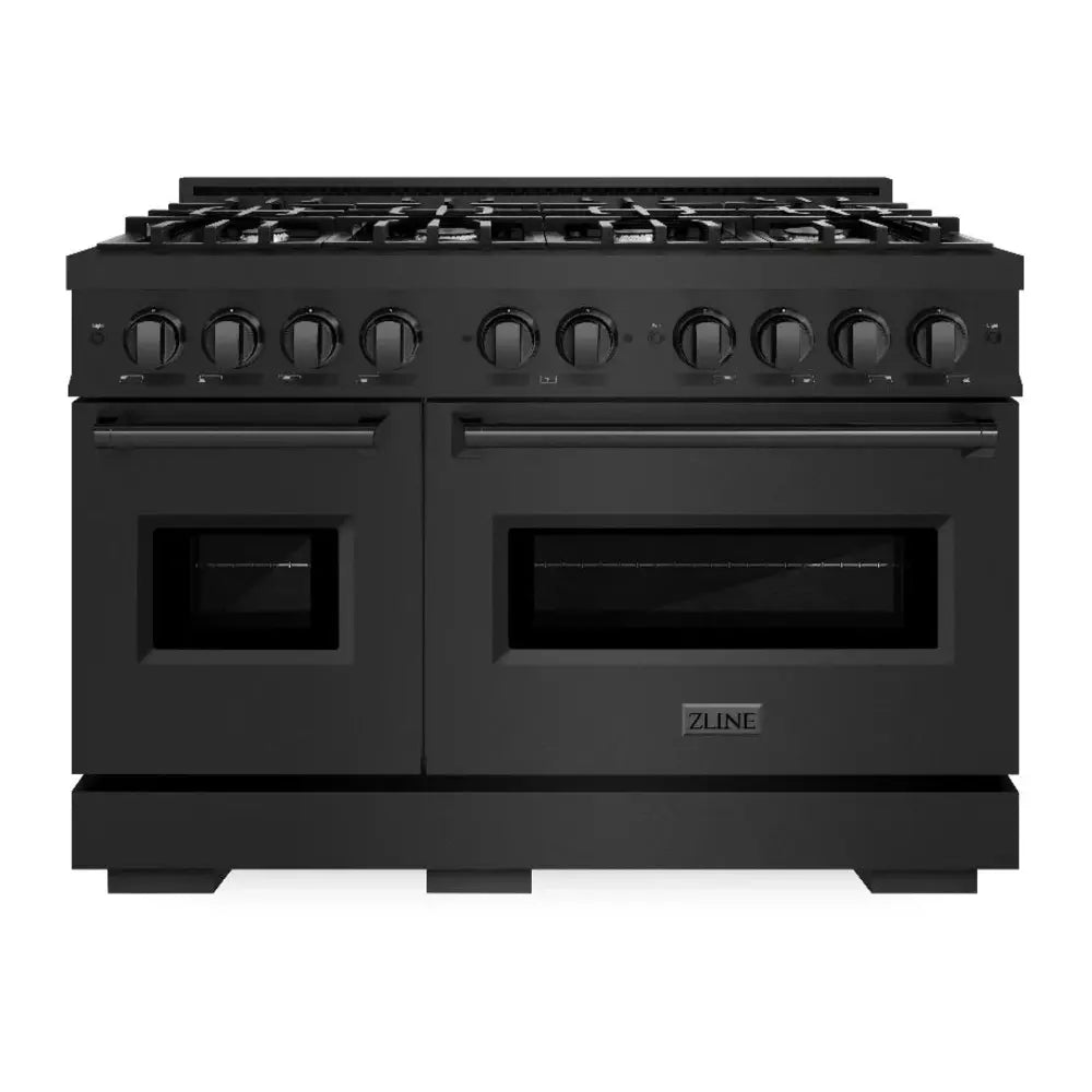 ZLINE 48" Classic Series Dual Fuel Range with 8 Burners, 6.7 cu. ft. Total Oven Capacity, Convection Cooking and Auto-Reignition in Black Stainless Steel