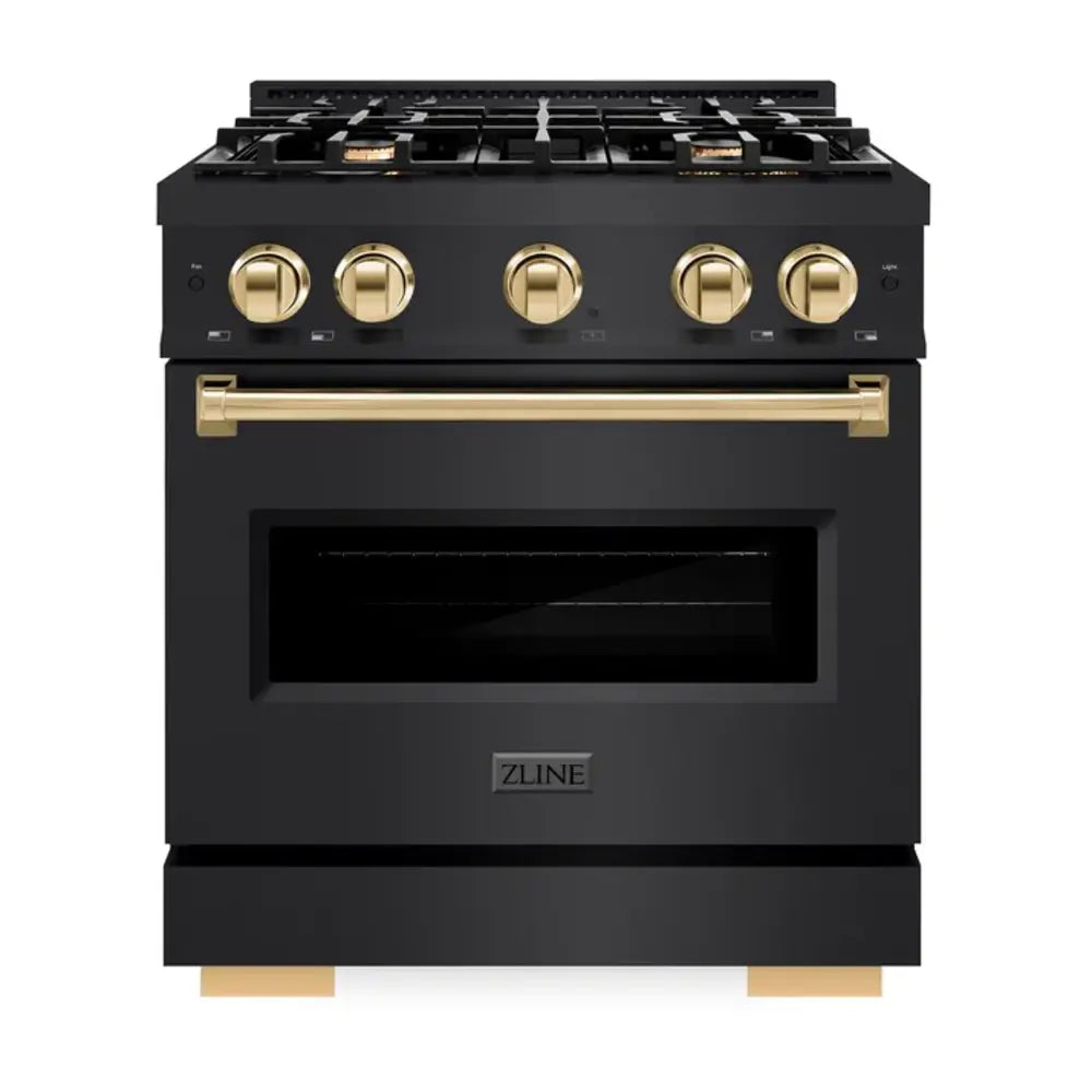 ZLINE 30" Autograph Edition Classic Series Dual Fuel Range with 4 Burners, 4.2 cu. ft. Oven Capacity, Convection Cooking and Auto-Reignition in Black Stainless Steel