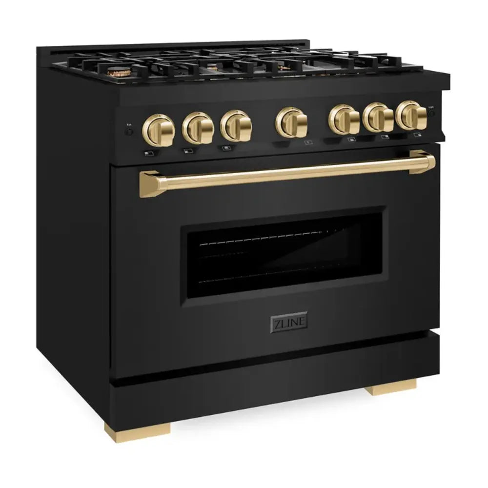 ZLINE 36"  Autograph Edition Classic Series Dual Fuel Range with 6 Burners, 5.2 cu. ft. Oven Capacity, Convection Cooking and Auto-Reignition in Black Stainless Steel