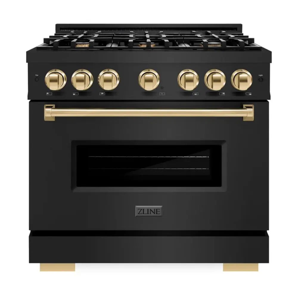 ZLINE 36"  Autograph Edition Classic Series Dual Fuel Range with 6 Burners, 5.2 cu. ft. Oven Capacity, Convection Cooking and Auto-Reignition in Black Stainless Steel