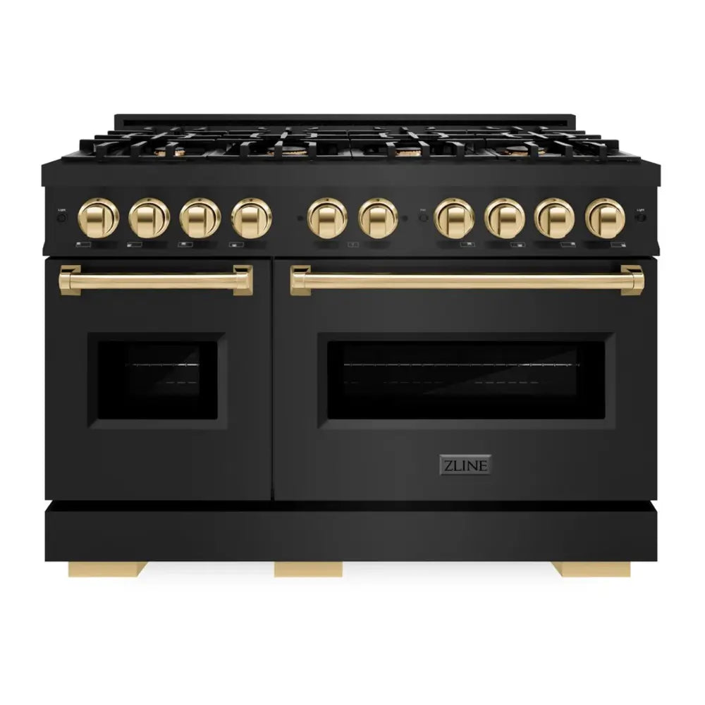 ZLINE 48" Autograph Edition Classic Series Dual Fuel Range with 8 Burners, 6.7 cu. ft. Total Oven Capacity, Convection Cooking and Auto-Reignition in Black Stainless Steel