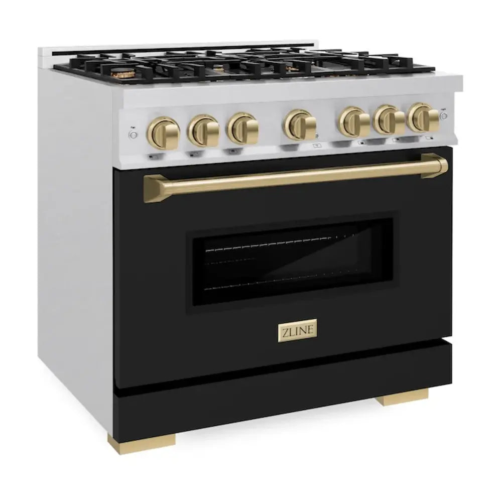 ZLINE 36" Autograph Edition Classic Series Dual Fuel Range with 6 Burners, 5.2 cu. ft. Oven Capacity, Convection Cooking and Auto-Reignition in Black Matte