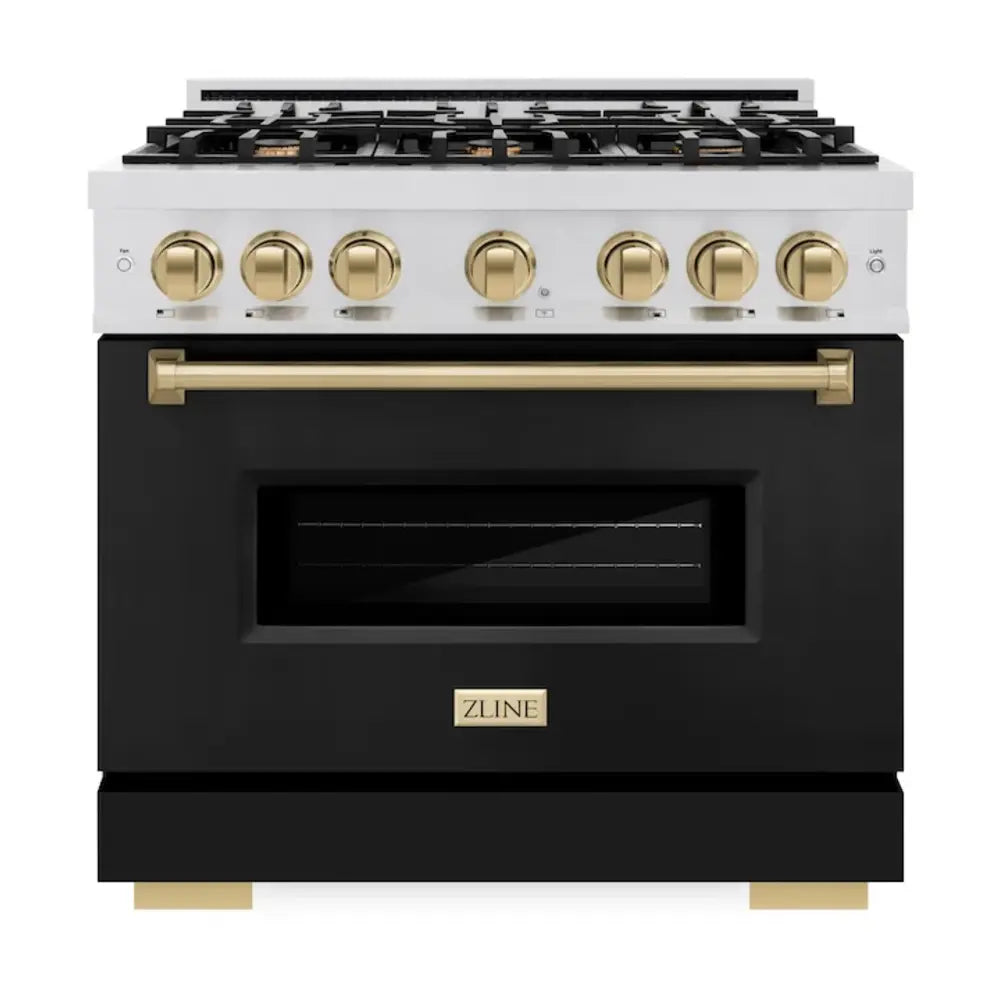ZLINE 36" Autograph Edition Classic Series Dual Fuel Range with 6 Burners, 5.2 cu. ft. Oven Capacity, Convection Cooking and Auto-Reignition in Black Matte