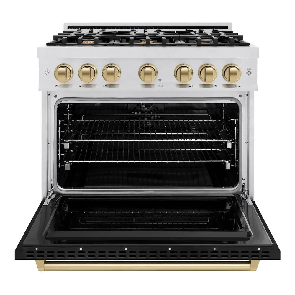 ZLINE 36" Autograph Edition Classic Series Dual Fuel Range with 6 Burners, 5.2 cu. ft. Oven Capacity, Convection Cooking and Auto-Reignition in Black Matte