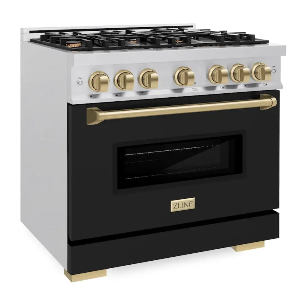 ZLINE 36" Autograph Edition Classic Series Dual Fuel Range with 6 Burners, 5.2 cu. ft. Oven Capacity, Convection Cooking and Auto-Reignition in Black Matte