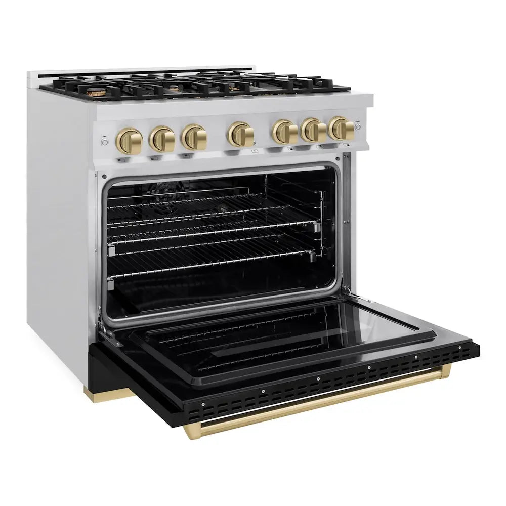 ZLINE 36" Autograph Edition Classic Series Dual Fuel Range with 6 Burners, 5.2 cu. ft. Oven Capacity, Convection Cooking and Auto-Reignition in Black Matte