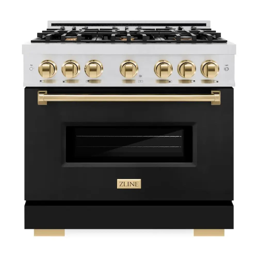 ZLINE 36" Autograph Edition Classic Series Dual Fuel Range with 6 Burners, 5.2 cu. ft. Oven Capacity, Convection Cooking and Auto-Reignition in Black Matte