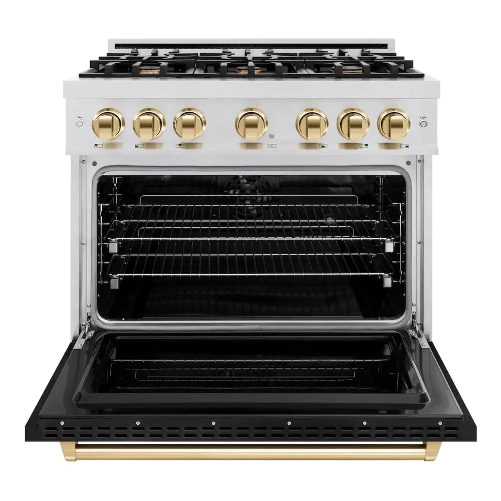 ZLINE 36" Autograph Edition Classic Series Dual Fuel Range with 6 Burners, 5.2 cu. ft. Oven Capacity, Convection Cooking and Auto-Reignition in Black Matte
