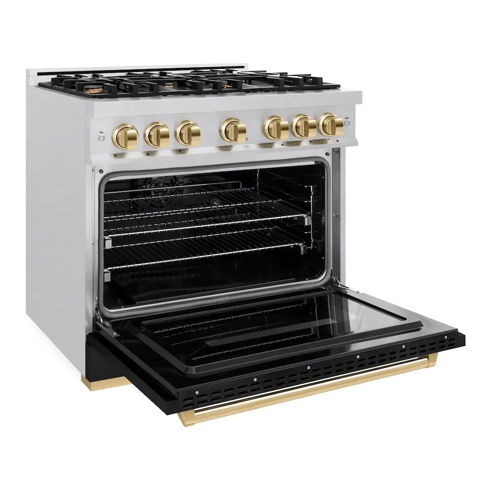 ZLINE 36" Autograph Edition Classic Series Dual Fuel Range with 6 Burners, 5.2 cu. ft. Oven Capacity, Convection Cooking and Auto-Reignition in Black Matte