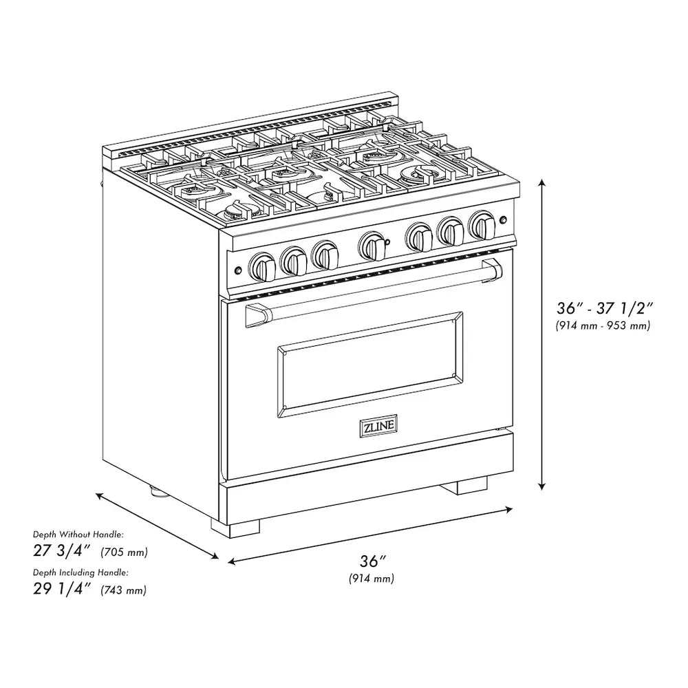 ZLINE 36" Autograph Edition Classic Series Dual Fuel Range with 6 Burners, 5.2 cu. ft. Oven Capacity, Convection Cooking and Auto-Reignition in Black Matte