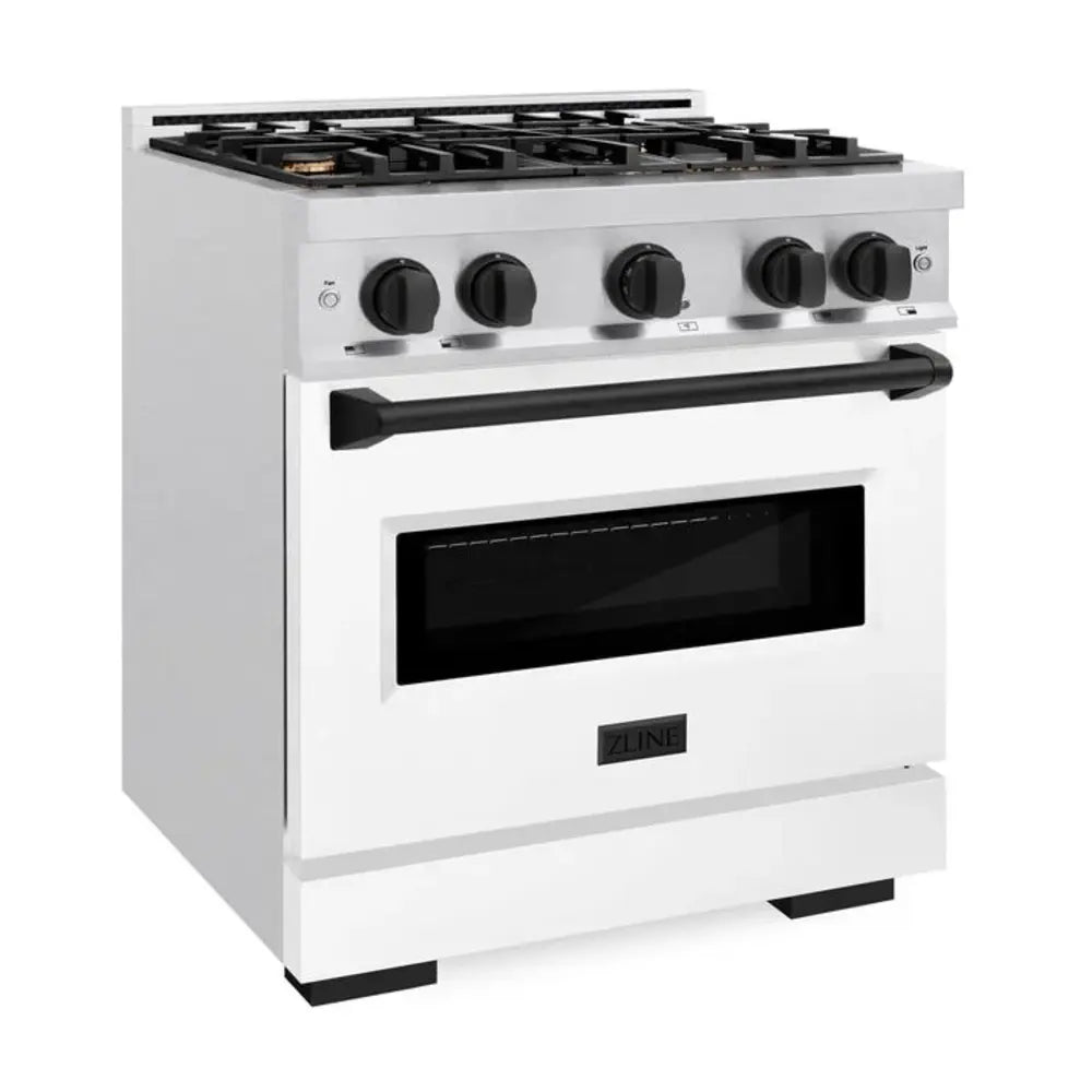 ZLINE 30" Autograph Edition Classic Series Dual Fuel Range with 4 Burners, 4.2 cu. ft. Oven Capacity, Convection Cooking and Auto-Reignition in White Matte