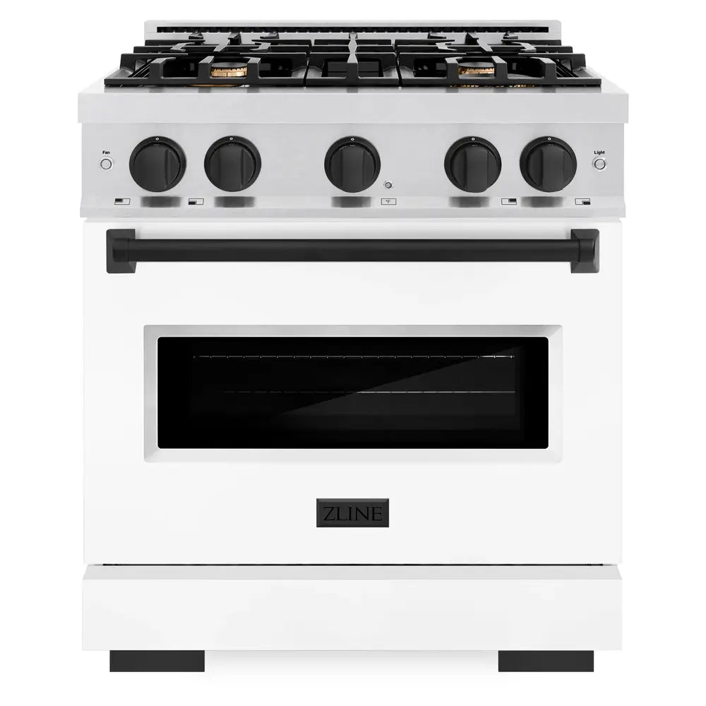 ZLINE 30" Autograph Edition Classic Series Dual Fuel Range with 4 Burners, 4.2 cu. ft. Oven Capacity, Convection Cooking and Auto-Reignition in White Matte