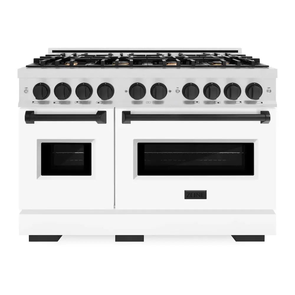 ZLINE 48" Autograph Edition Classic Series Dual Fuel Range with 8 Burners, 6.7 cu. ft. Total Oven Capacity, Convection Cooking and Auto-Reignition in White Matte