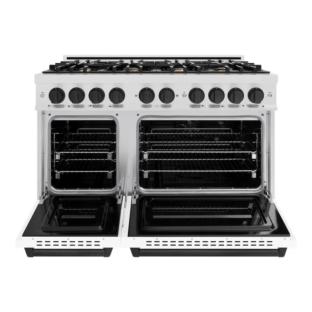 ZLINE 48" Autograph Edition Classic Series Dual Fuel Range with 8 Burners, 6.7 cu. ft. Total Oven Capacity, Convection Cooking and Auto-Reignition in White Matte