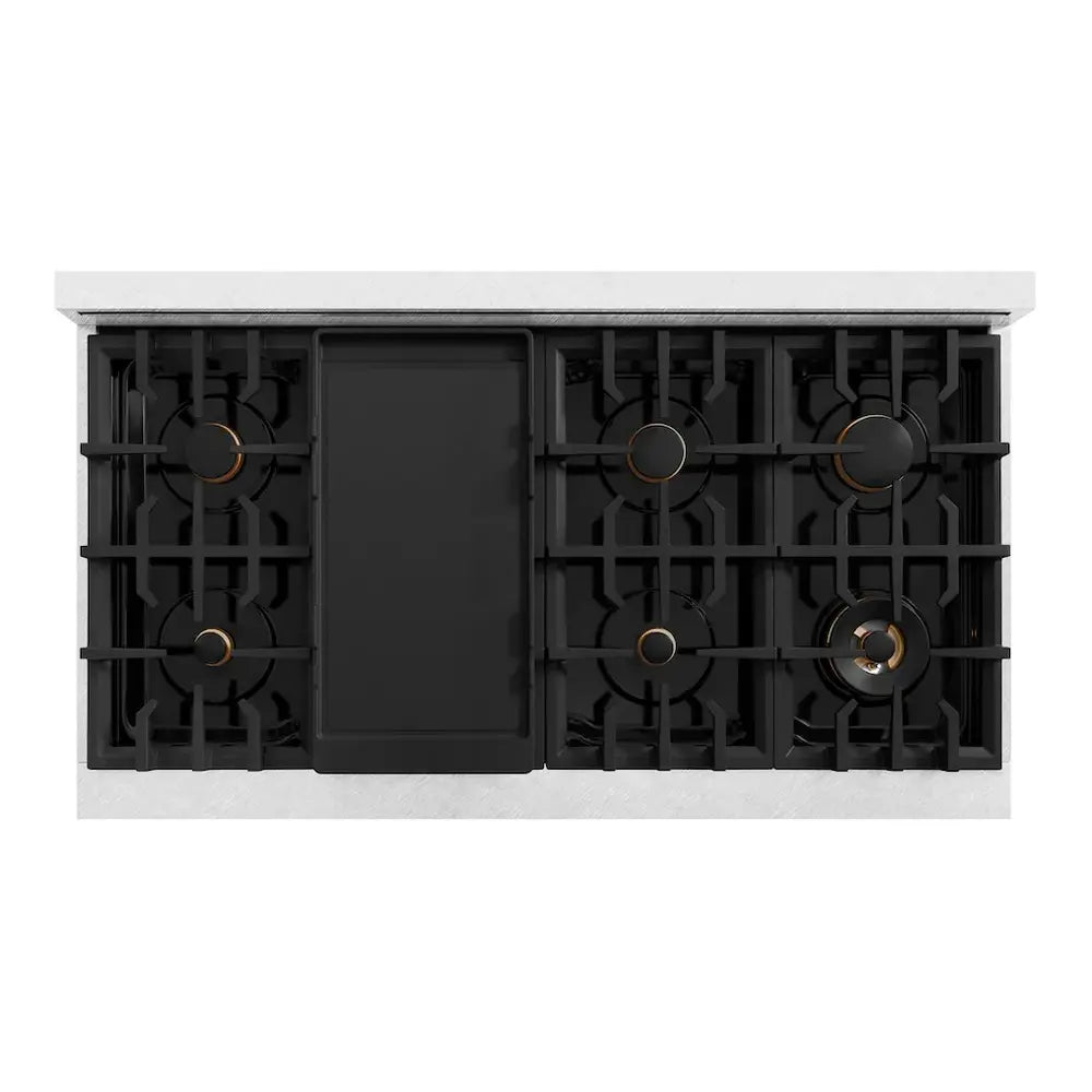 ZLINE 48" Autograph Edition Classic Series Dual Fuel Range with 8 Burners, 6.7 cu. ft. Total Oven Capacity, Convection Cooking and Auto-Reignition in White Matte