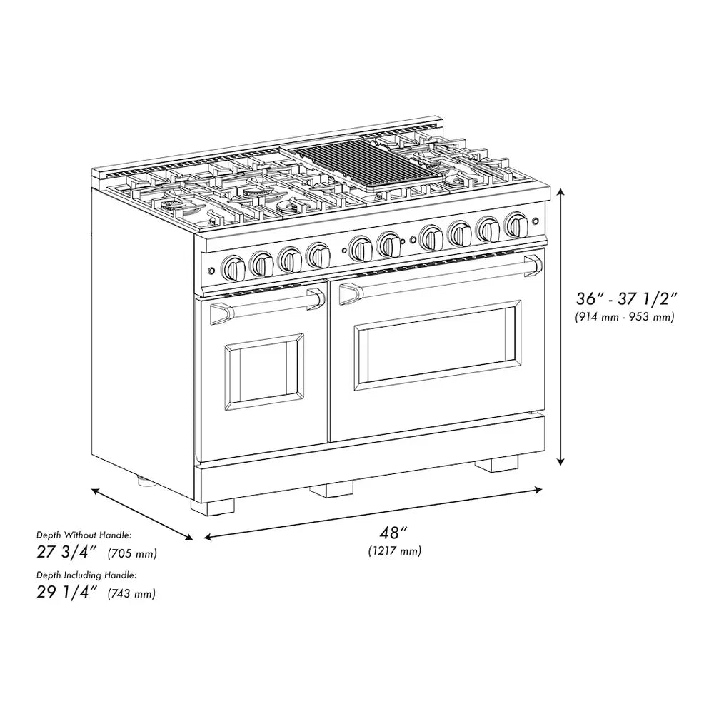 ZLINE 48" Autograph Edition Classic Series Dual Fuel Range with 8 Burners, 6.7 cu. ft. Total Oven Capacity, Convection Cooking and Auto-Reignition in White Matte