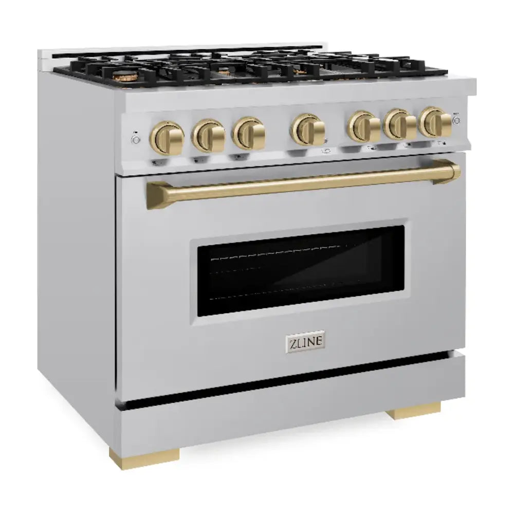 ZLINE 36" Autograph Edition Classic Series Dual Fuel Range with 6 Burners, 5.2 cu. ft. Oven Capacity, Convection Cooking and Auto-Reignition in Stainless Steel