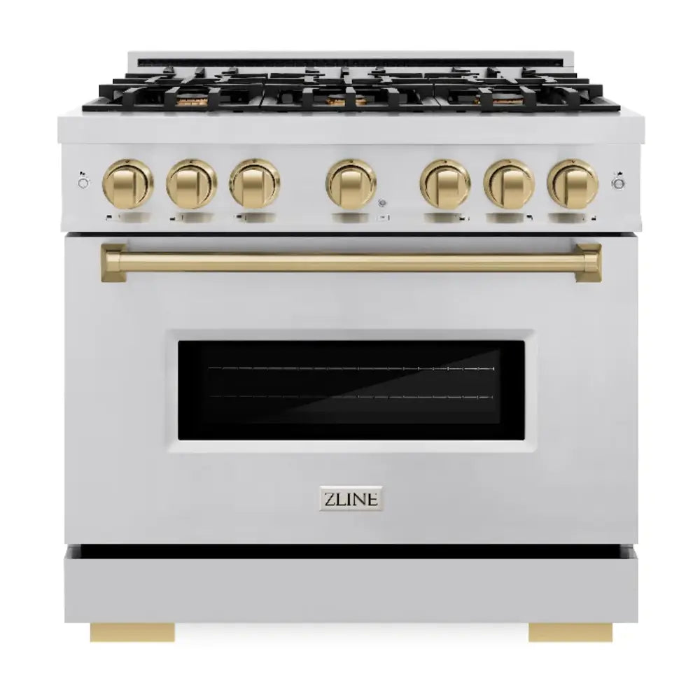 ZLINE 36" Autograph Edition Classic Series Dual Fuel Range with 6 Burners, 5.2 cu. ft. Oven Capacity, Convection Cooking and Auto-Reignition in Stainless Steel