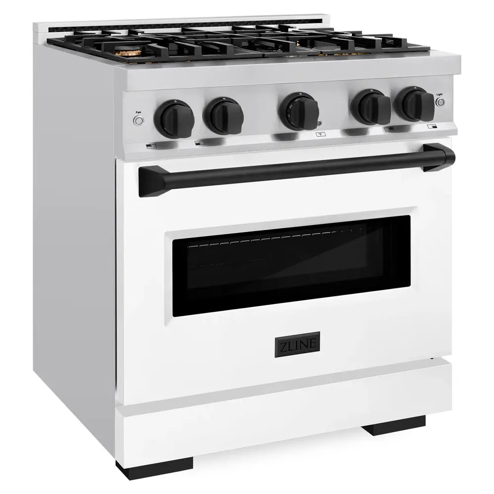ZLINE 30" Autograph Edition Classic Series Dual Fuel Range with 4 Burners, 4.2 cu. ft. Oven Capacity, Convection Cooking and Auto-Reignition in White Matte
