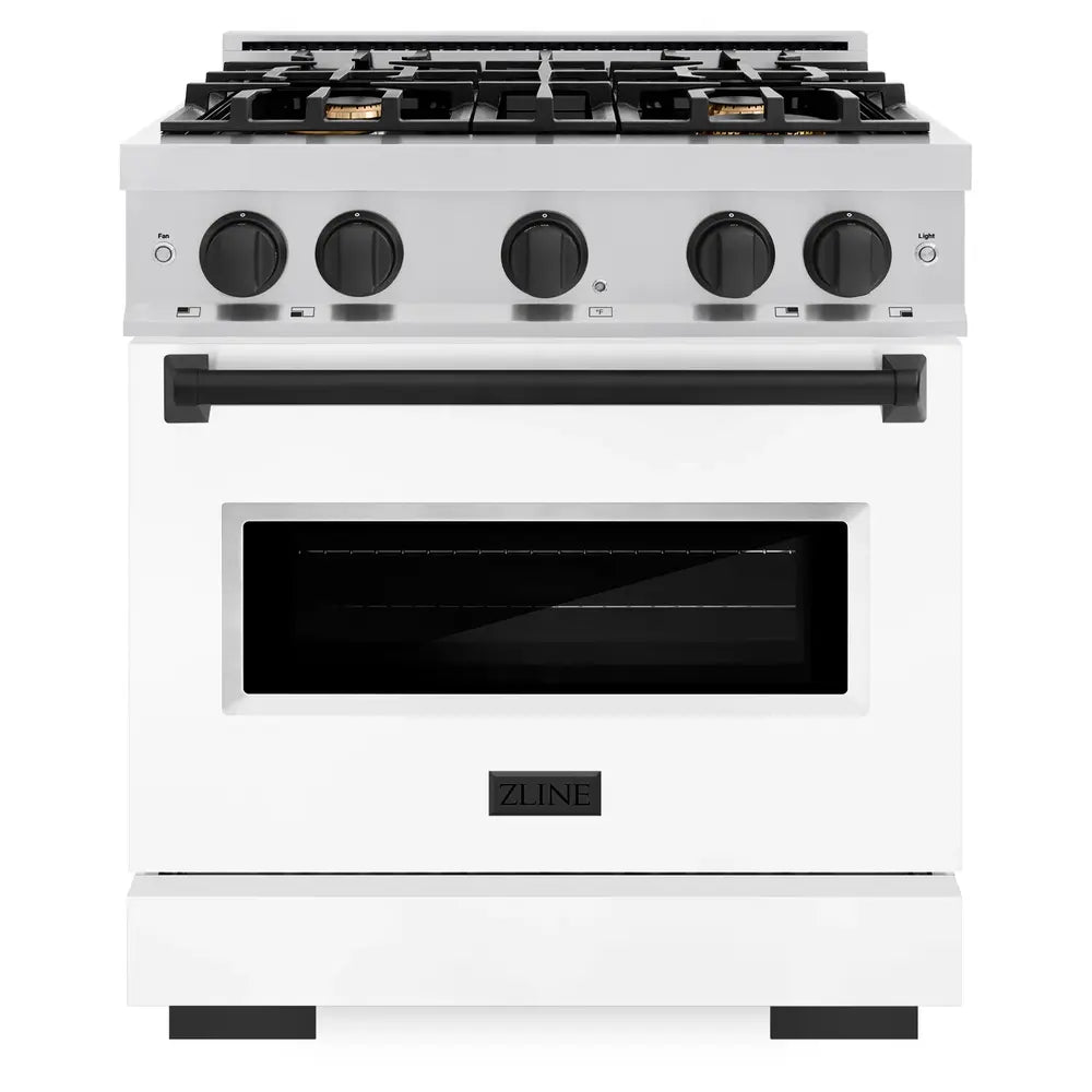 ZLINE 30" Autograph Edition Classic Series Dual Fuel Range with 4 Burners, 4.2 cu. ft. Oven Capacity, Convection Cooking and Auto-Reignition in White Matte