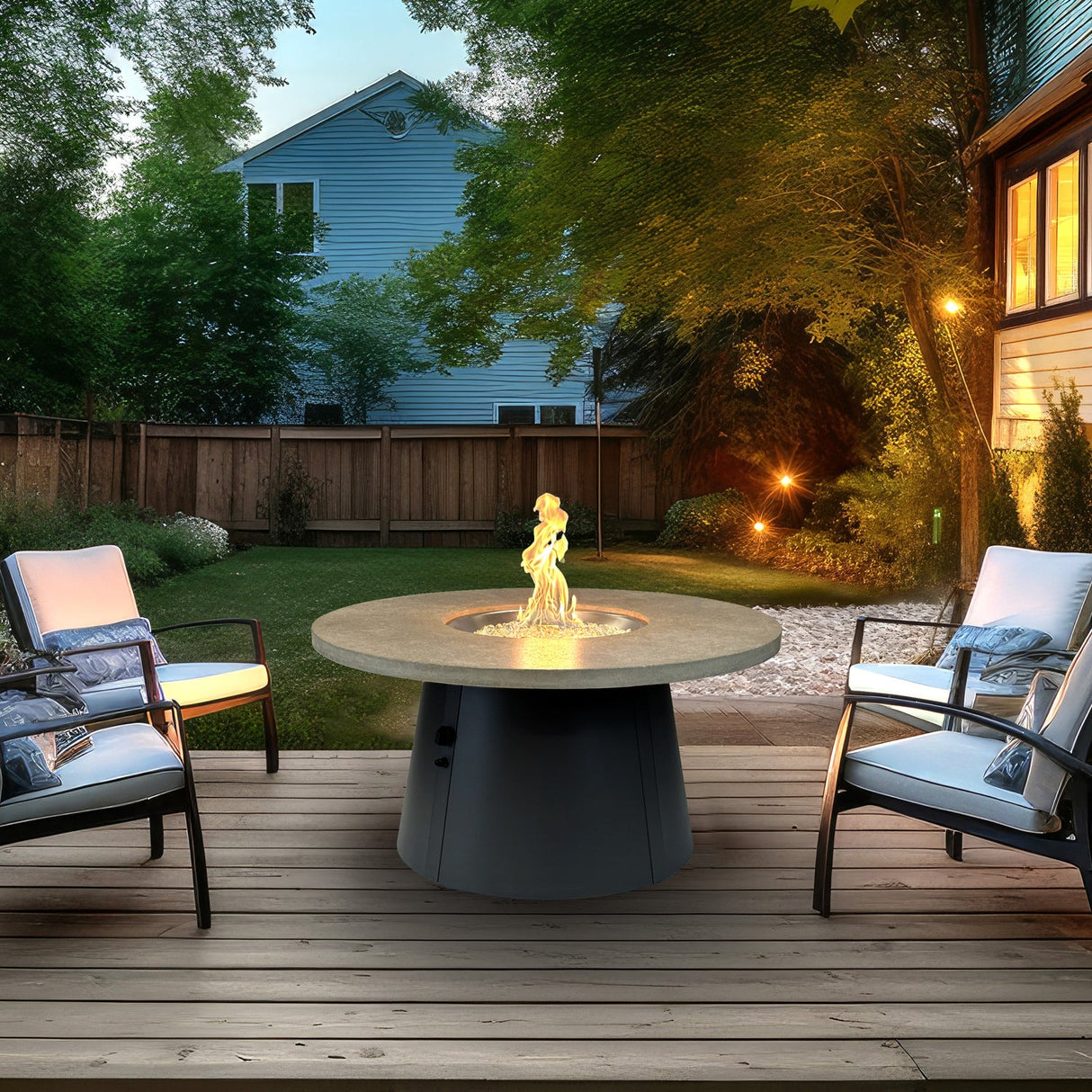 The Outdoor Greatroom Cirvalo 48" Round Gas Fire Pit Table - CIR-48-FSBR-K